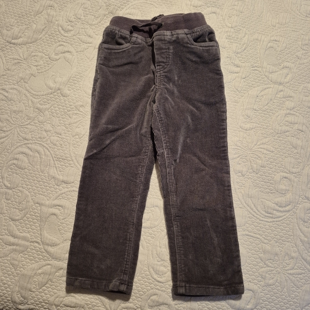 Hanna Andersson boys size 100 or 4 gray soft waisted pull on corduroy pants VGUC